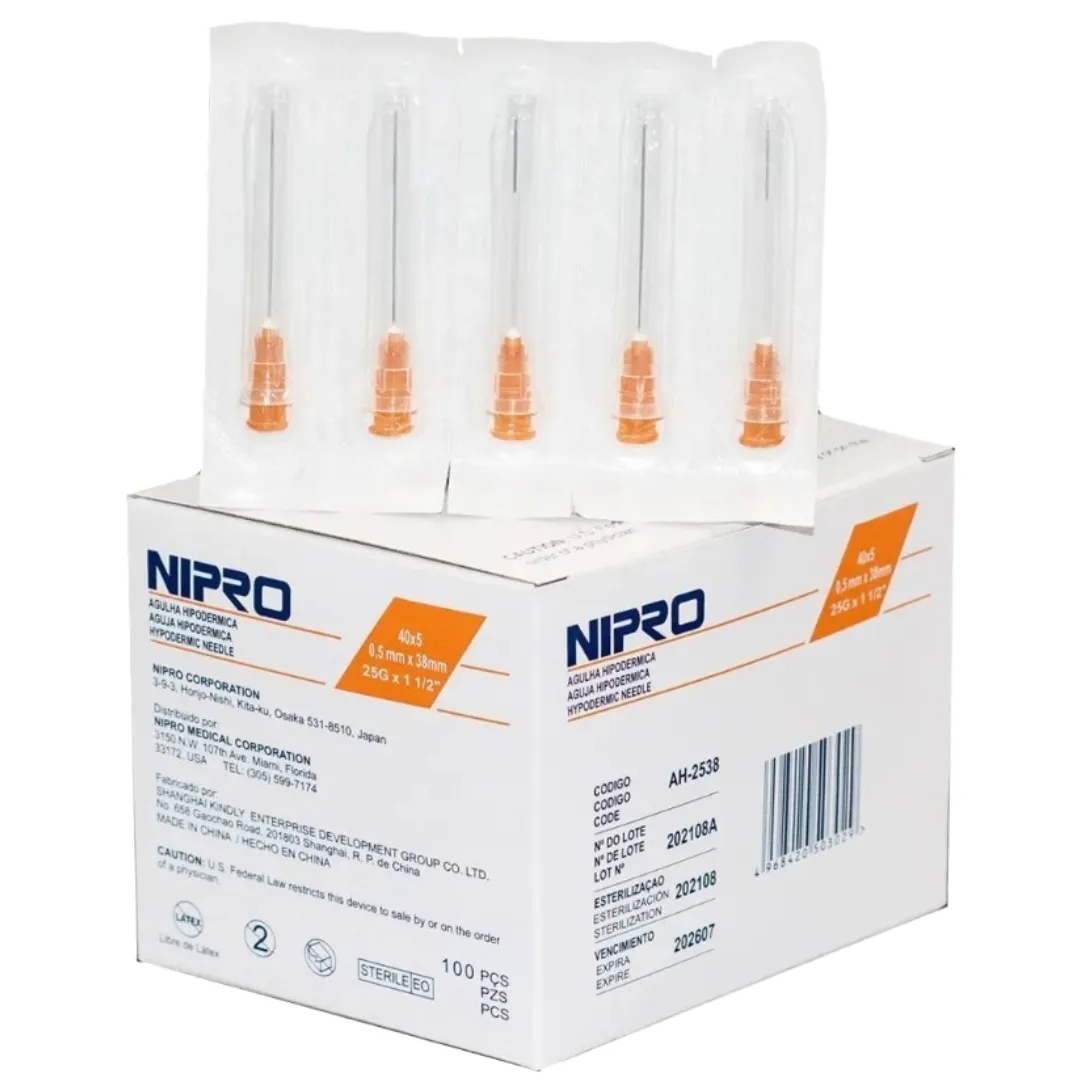 Aguja Nipro 25G Aguja hipodermica nipro 25G